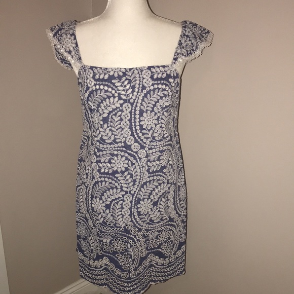 Alice + Olivia eyelet chambray dress 10 NWT new - Picture 7 of 13